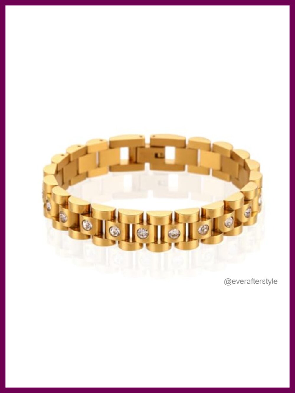 18K Gold Plated Stainless Steel Link Bracelet Watchband Style Women